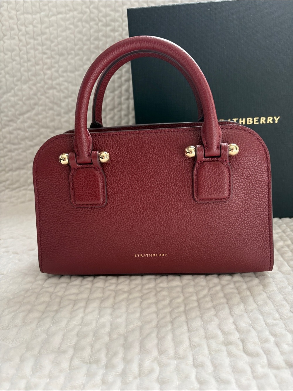 Strathberry Mini Georgia Tote in Oxblood